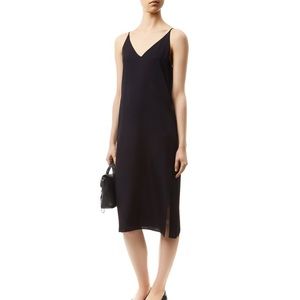 Theory Black Kyun R Modern Crepe Slit Midi Dress